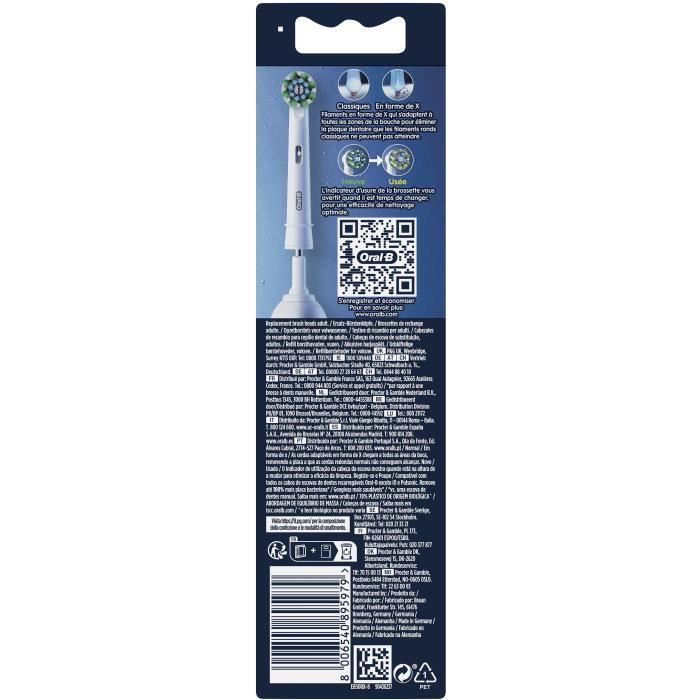 Oral-B Cross Action X-filament Brush Heads - Pack of 8