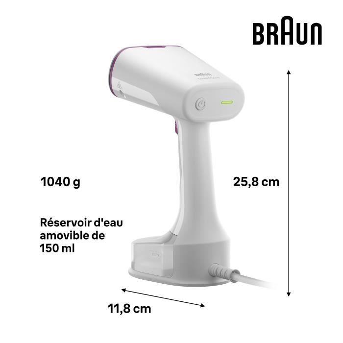 Braun Vertical Garment Steamer - GS5011PU - 1200 W - 22 g/min - White/Purple