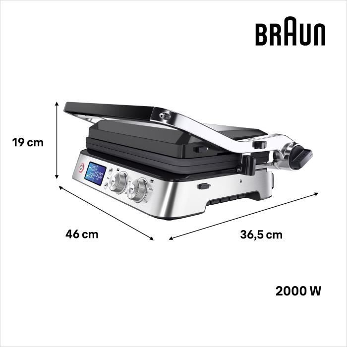 Multifunctional Grill - BRAUN - Multi Grill 9 - 2000 W - 3 Heat Settings - Black/Steel