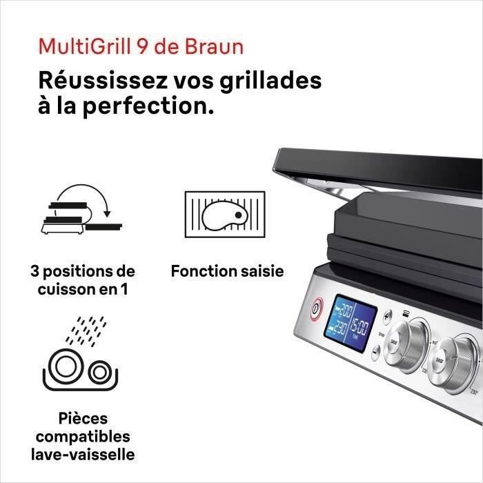 Multifunctional Grill - BRAUN - Multi Grill 9 - 2000 W - 3 Heat Settings - Black/Steel