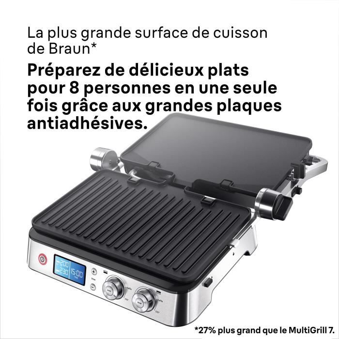 Multifunctional Grill - BRAUN - Multi Grill 9 - 2000 W - 3 Heat Settings - Black/Steel