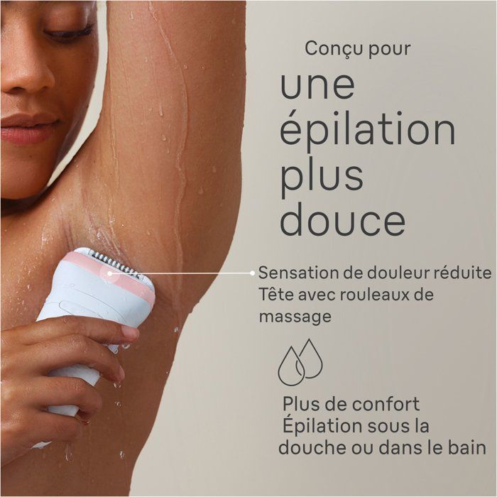 BRAUN Silk-épil 7 Electric Epilator - 2 Speeds - Cordless - 40 Min - White/ Pink