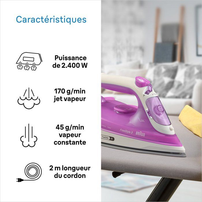 BRAUN FI3124PU Freestyle 3 Steam Iron - 2400W - 270 ml
