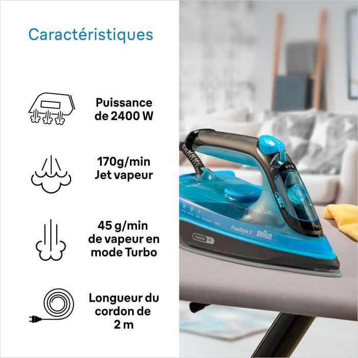 BRAUN FI3194BK FreeStyle 3 Steam Iron - 2400W - 270 ml