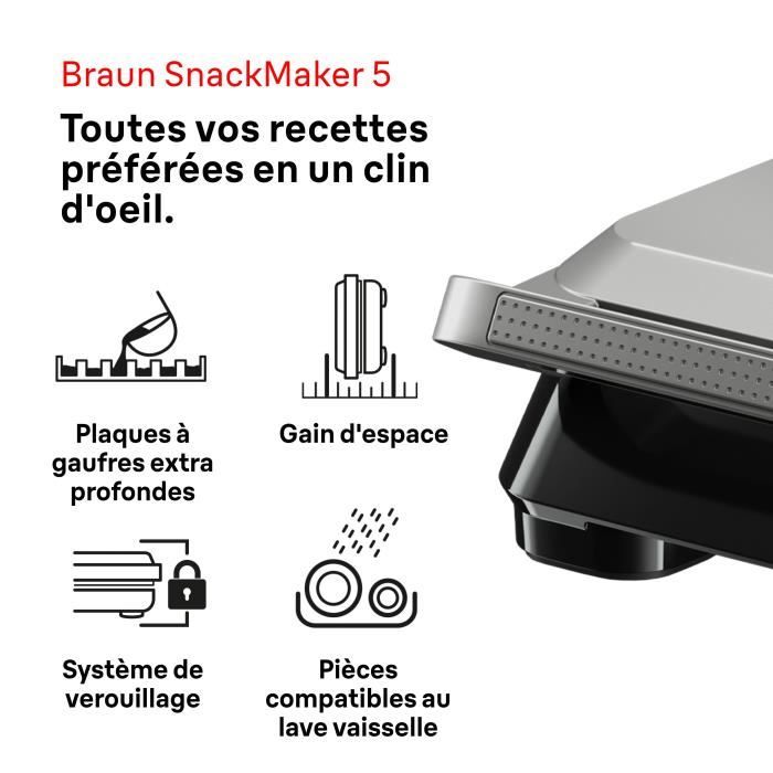 BRAUN Grill - Sandwichmaker 5 SM5006 - 800W - Stainless Steel/ Black