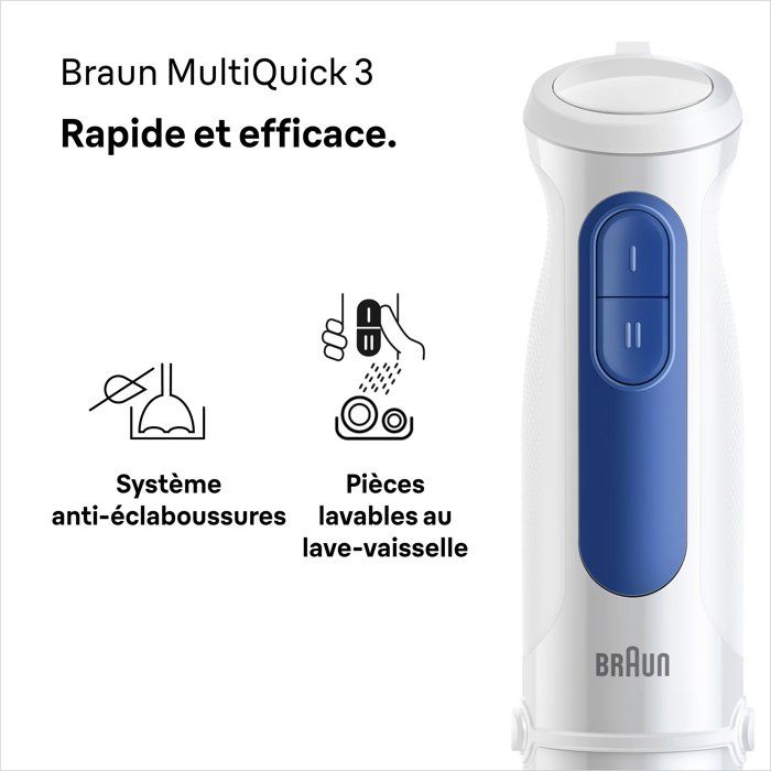 BRAUN Hand Blender - MultiQuick MQ30001M - 900 W - 2 Speeds - White/ Blue