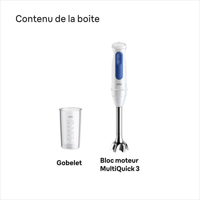 BRAUN Hand Blender - MultiQuick MQ30001M - 900 W - 2 Speeds - White/ Blue