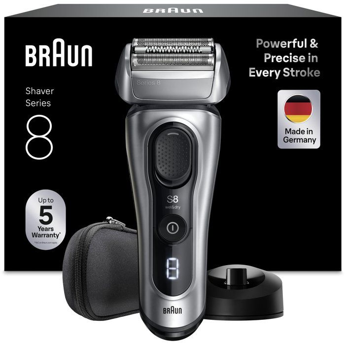 BRAUN Electric Shaver - Series 8 - Black - 60 Min Battery Life - 5 Min Fast Charge 60-minute 5-minute