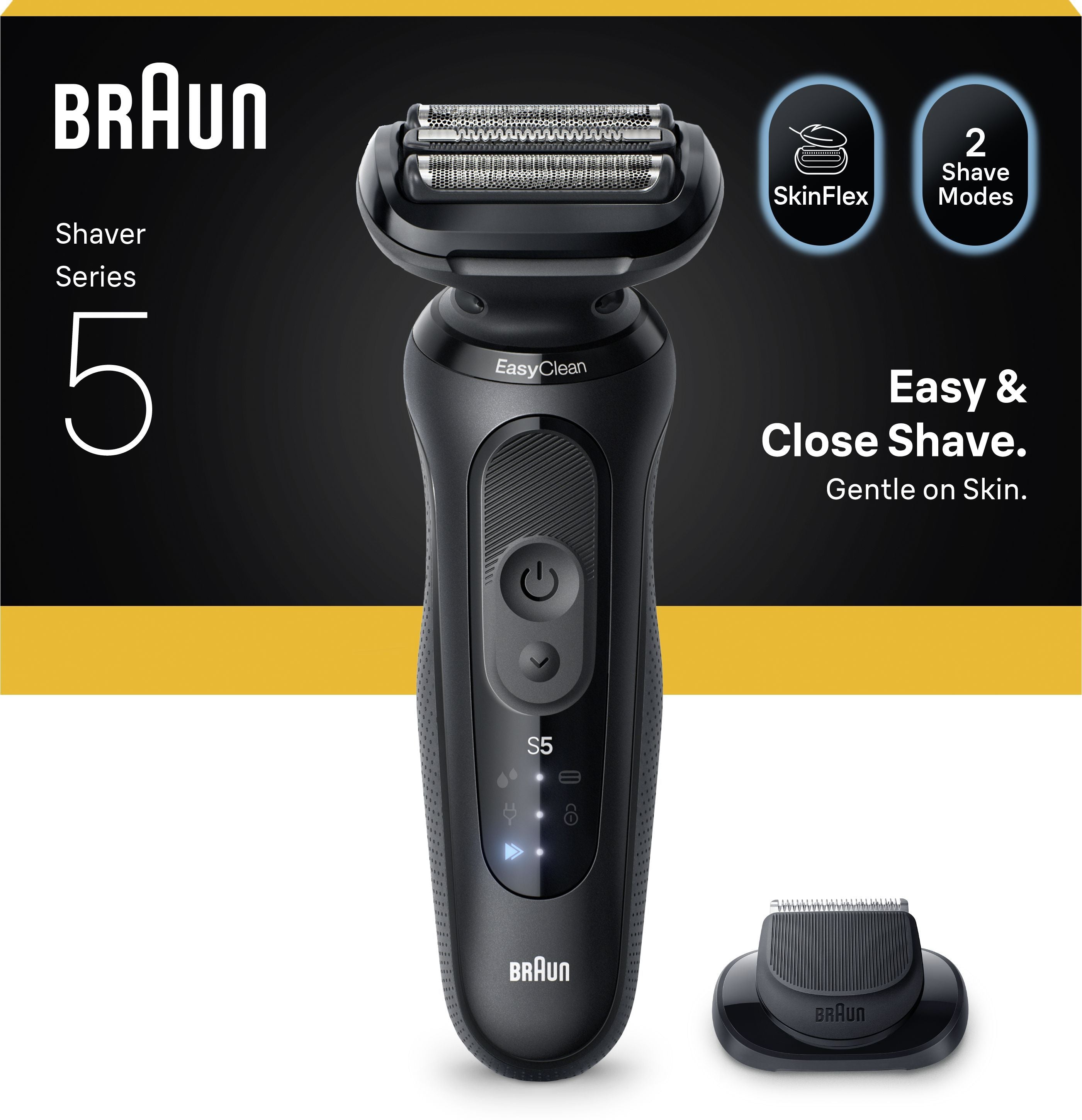 BRAUN Series 5 Electric Shaver - Black - 50-Minute Battery Life - 5-Minute Fast Charge