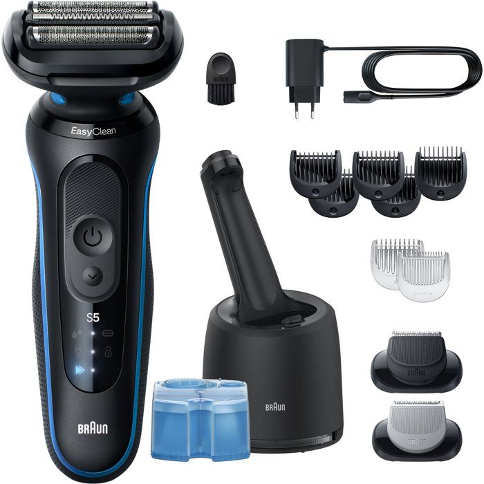 BRAUN Series 5 Electric Shaver - Black and Blue - 50-Minute Battery Life - 5-Minute Fast Charge
