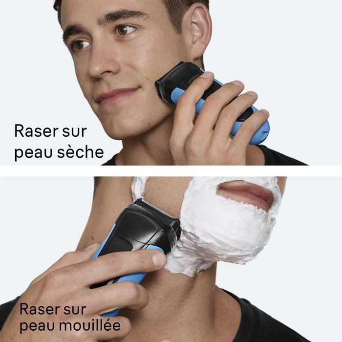 BRAUN Series 3 Electric Shaver - Blue and Black - 30-Minute Battery Life - 5-Minute Fast Charge