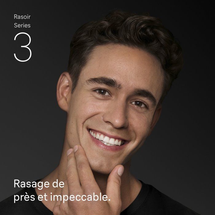 Rasoir électrique BRAUN Series 3 - Noir - Autonomie 30 minutes - Charge rapide 5 minutes