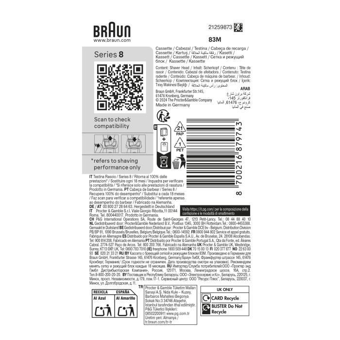 BRAUN Series 8 Shaver Head 4+1 Elements Made in Germany