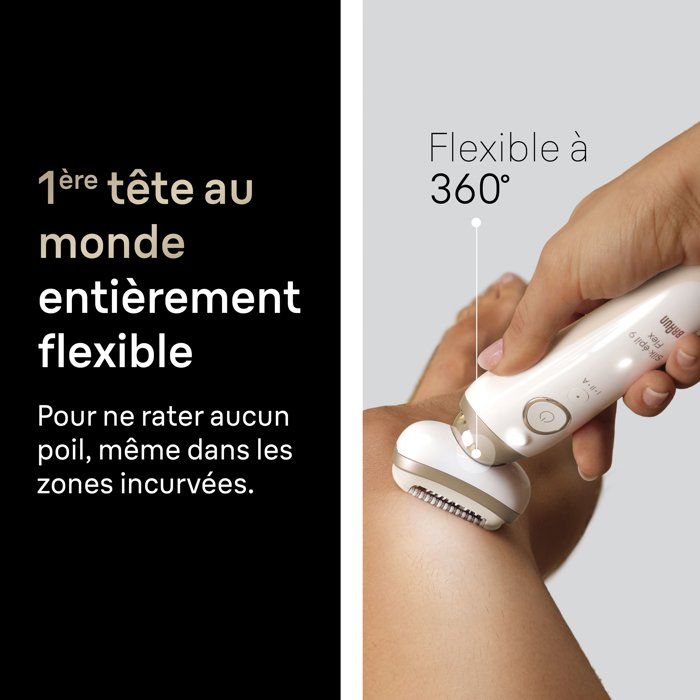 Braun Silk-épil 9 Flex 9-030 Electric Epilator 40 Tweezers Wet & Dry White, Gold