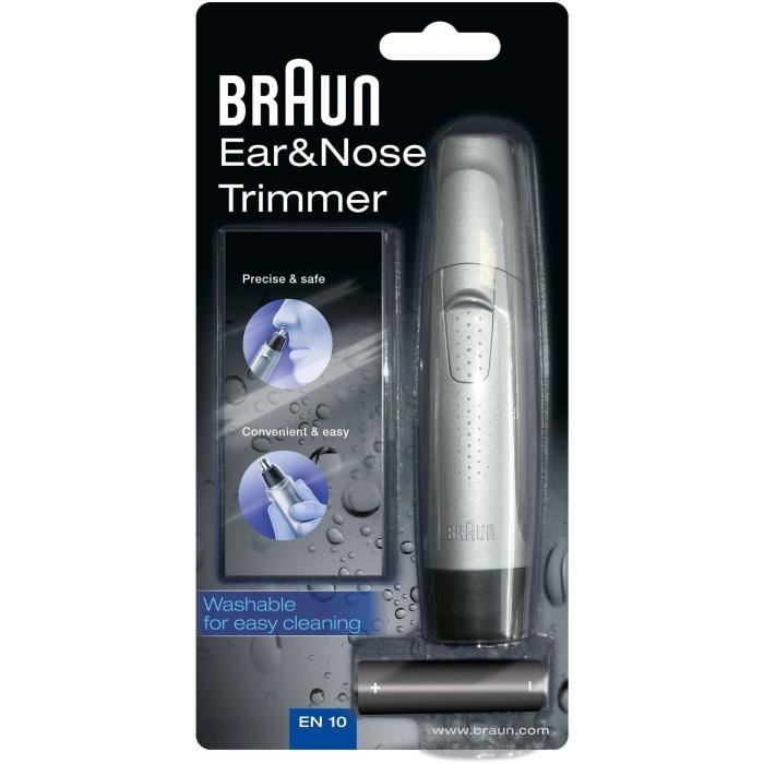 Braun Ear and Nose Trimmer - EN10 - Grey - 60 min Battery Life - Cordless