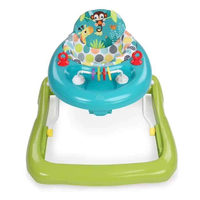 BRIGHT STARTS Foldable Baby Walker - Safari - Interactive Toys, Adjustable Height, Baby Gift 6 M+