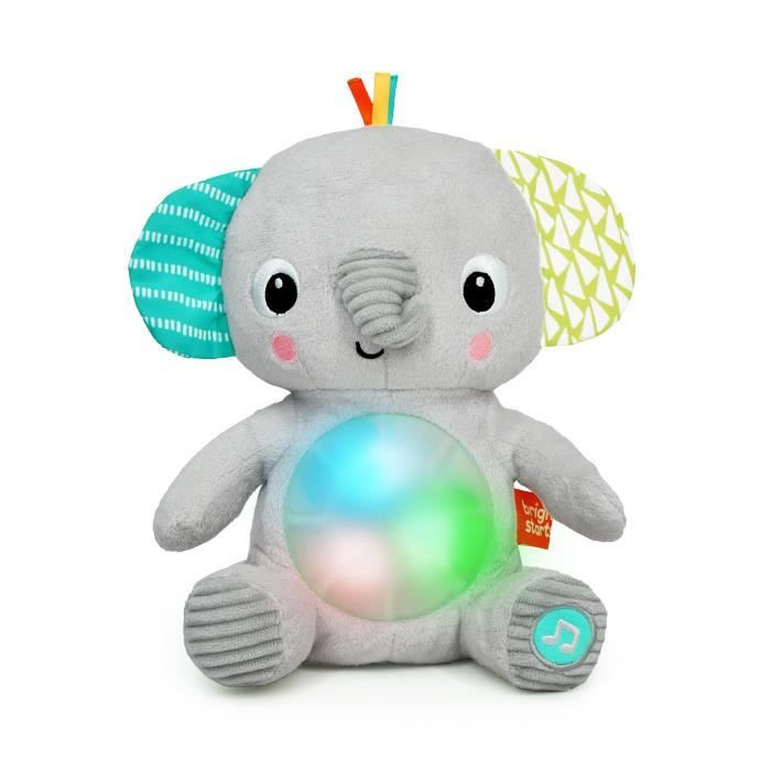 BRIGHT STARTS Baby Toy, Plush Toy, Night Light, Hug-a-Bye Baby Elephant