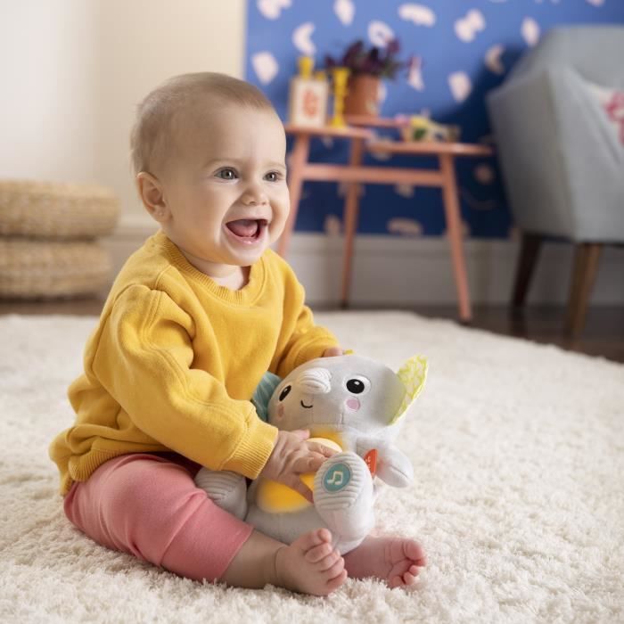 BRIGHT STARTS Baby Toy, Plush Toy, Night Light, Hug-a-Bye Baby Elephant