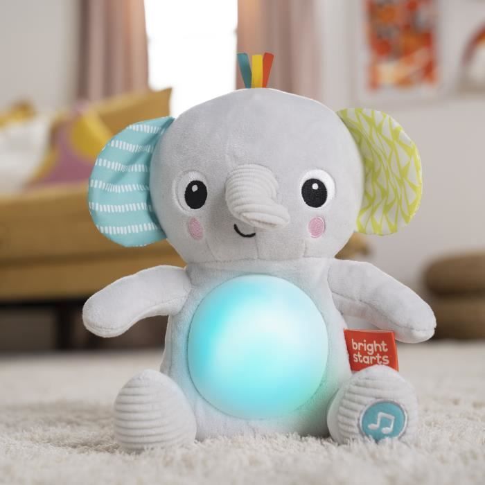 BRIGHT STARTS Baby Toy, Plush Toy, Night Light, Hug-a-Bye Baby Elephant
