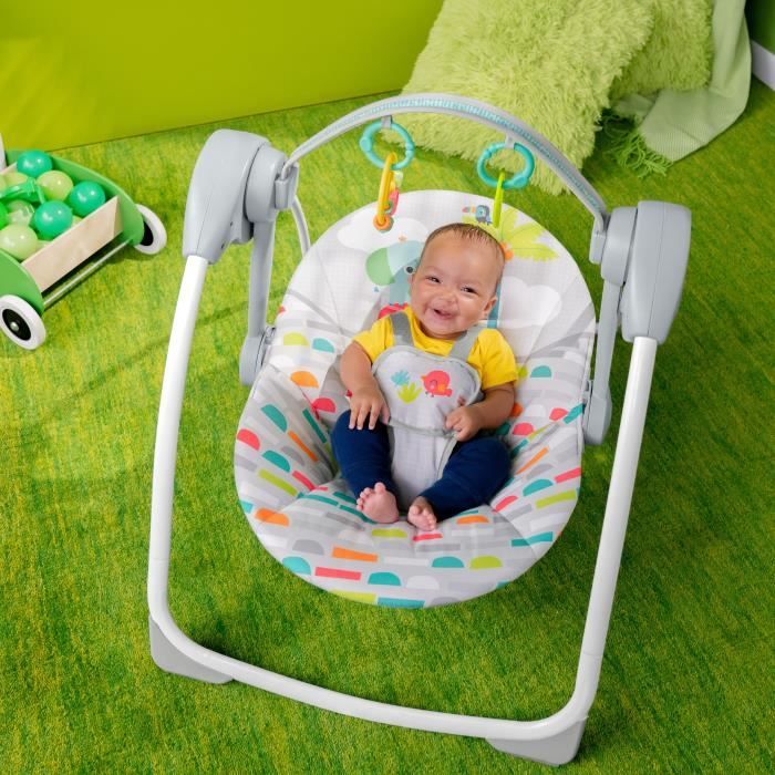 BRIGHT STARTS Baby Bouncer - Foldable Electric Swing - 6 Speeds