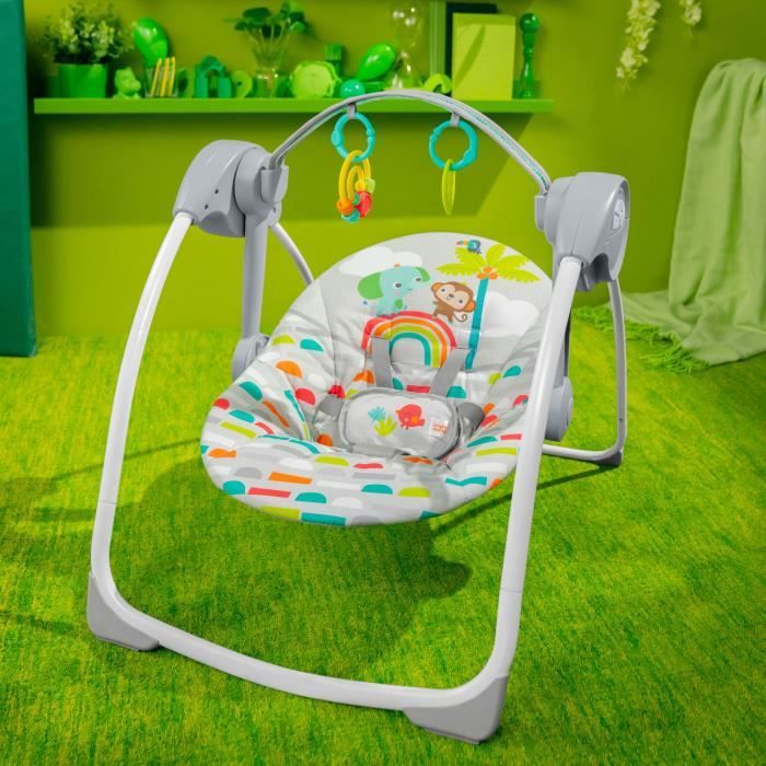 BRIGHT STARTS Baby Bouncer - Foldable Electric Swing - 6 Speeds