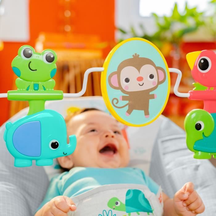 BRIGHT STARTS Baby Bouncer Animals - Soothing Vibrations, Activity Arch