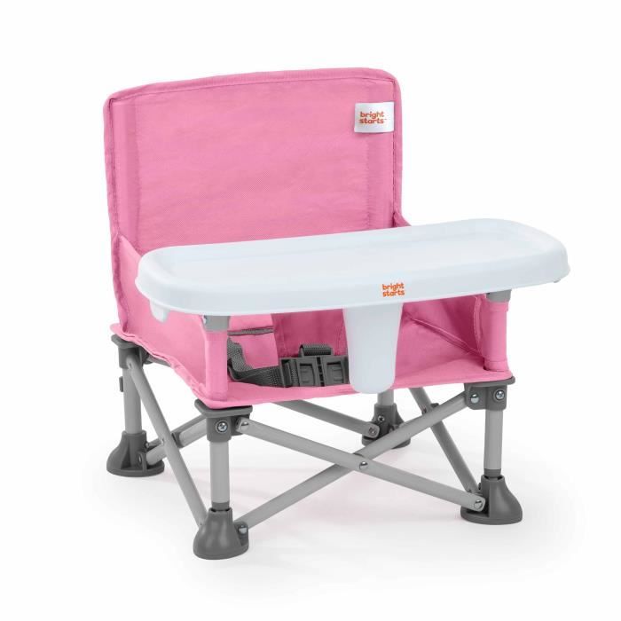 BRIGHT STARS Booster Seat - Pink, Foldable, Portable, Easy to Clean, Carry Bag Included