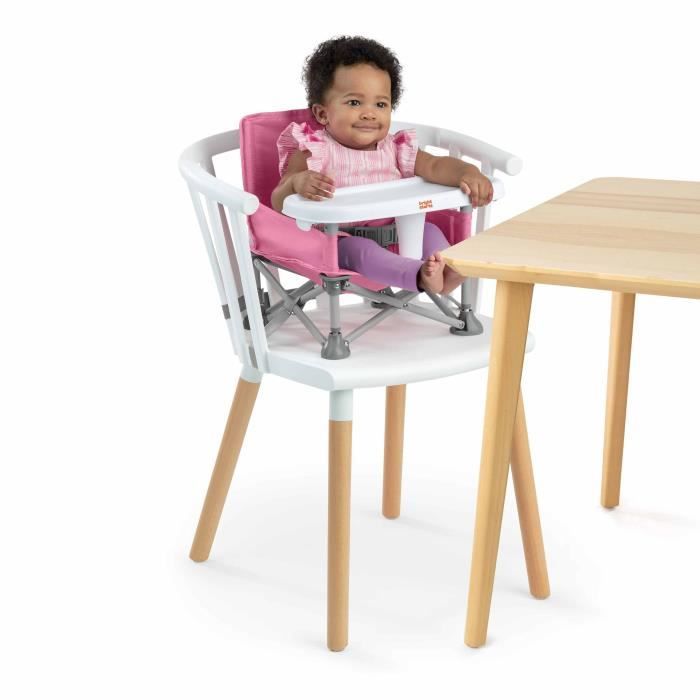 BRIGHT STARS Booster Seat - Pink, Foldable, Portable, Easy to Clean, Carry Bag Included