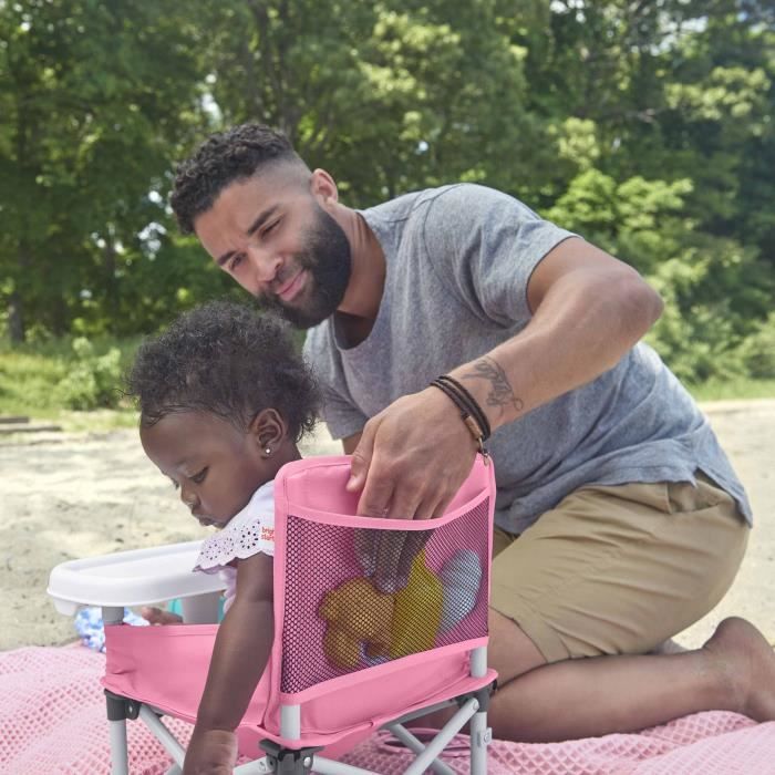 BRIGHT STARS Booster Seat - Pink, Foldable, Portable, Easy to Clean, Carry Bag Included