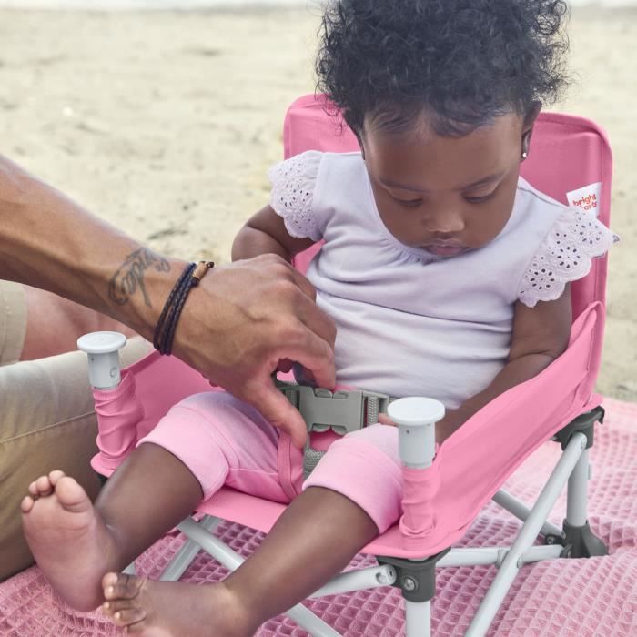 BRIGHT STARS Booster Seat - Pink, Foldable, Portable, Easy to Clean, Carry Bag Included