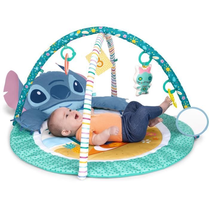 DISNEY BABY STITCH Baby Playmat, Convertible, with Sensory Arch, Plush Toy, Mirror