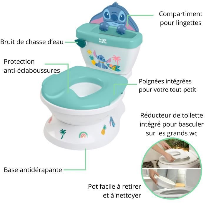 DISNEY BABY - STITCH - Mini Toilet with Included Toilet Seat Reducer, 2 in 1, Removable Potty for Easy Cleaning