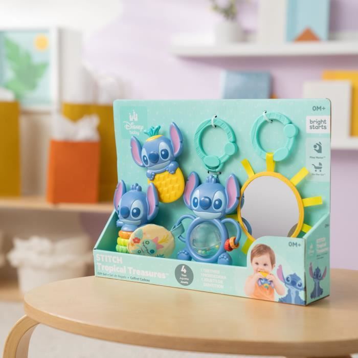 DISNEY BABY - STITCH Newborn Gift Set with Rattle, Teething Ring, Multi-sensory Toys
