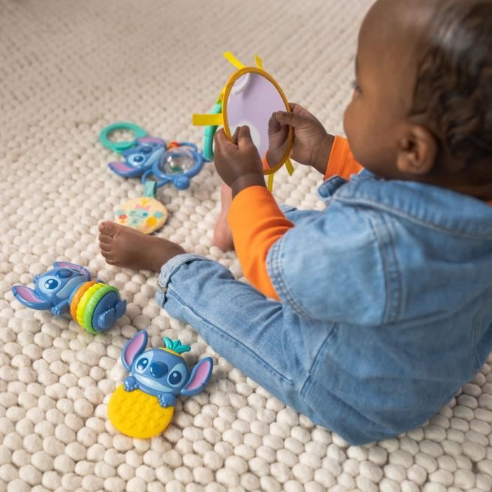 DISNEY BABY - STITCH Newborn Gift Set with Rattle, Teething Ring, Multi-sensory Toys