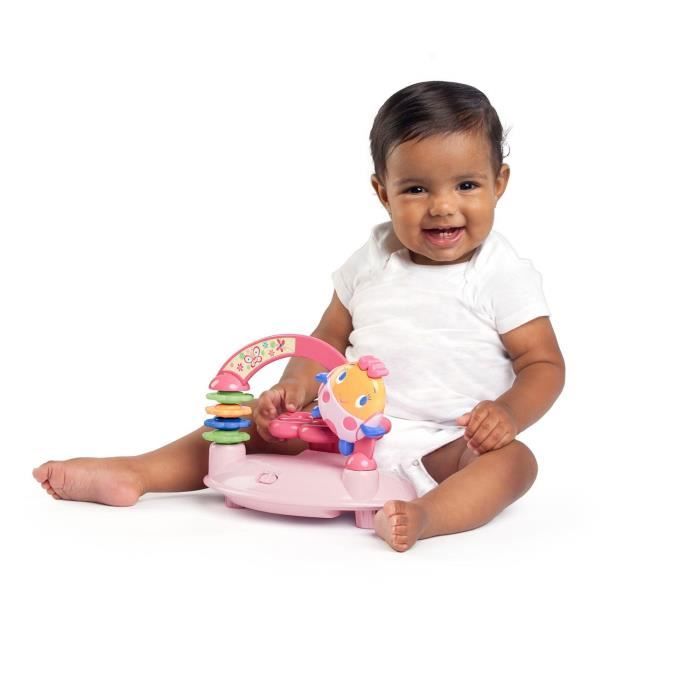 BRIGHT STARTS 2-in-1 Convertible Baby Walker for Girls - Pink Garden - Baby Gift, Music, Adjustable Height