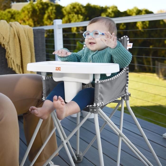 BRIGHT STARS Pop N Dine- Chaise haute pour repas bébé, pliable, nomade, de voyage, Léger, facile a nettoyer, Sac de transport inclus