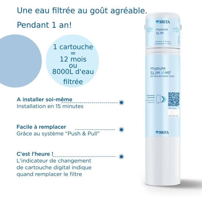 BRITA MyPure Slim Water Filtration System - Replacement Cartridge - Filters 8,000 Liters