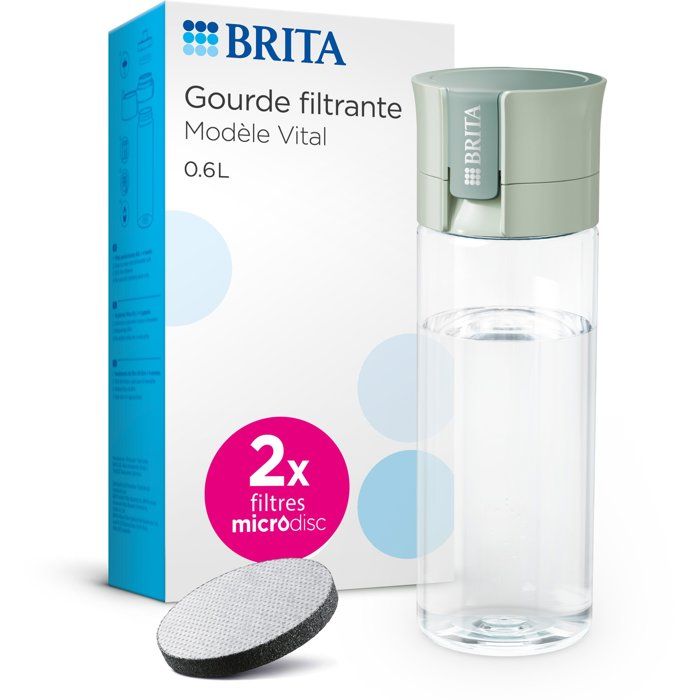 BRITA Filter Water Bottle - 2 Microdiscs Included - Pastel Green