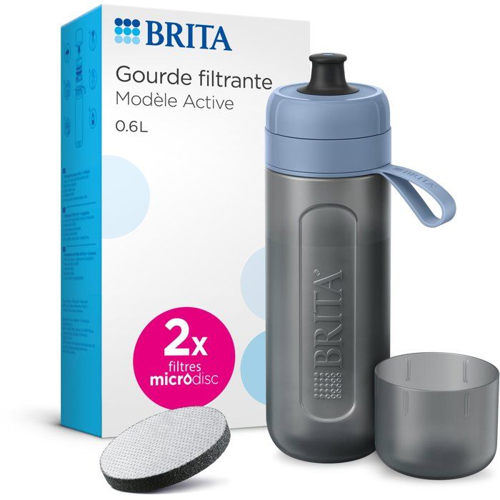 BRITA Active Filter Water Bottle - 2 Microdiscs Included - Pastel Green