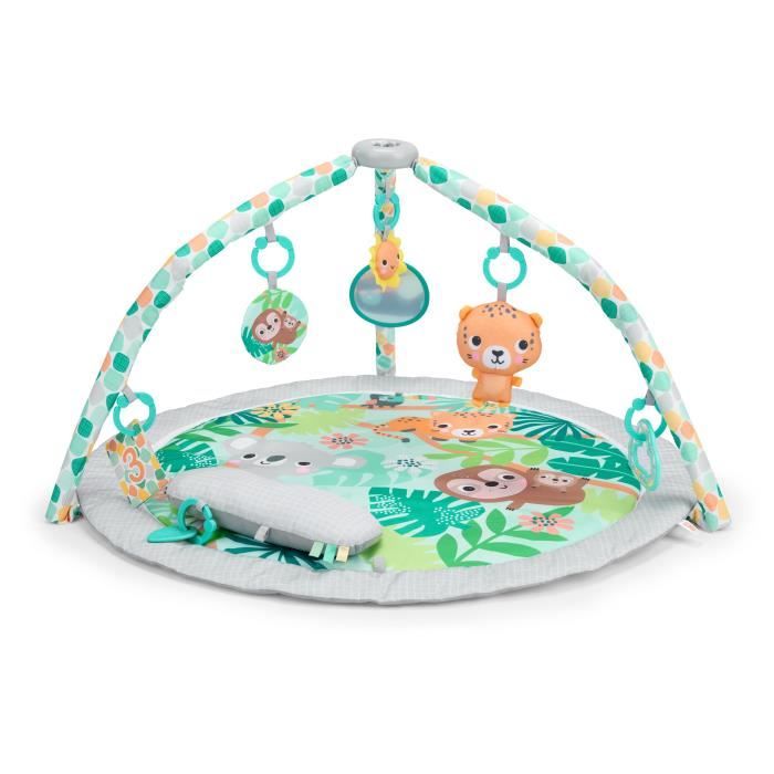 BRIGHT STARTS - Foldable Baby Playmat - Tropical Rainforest - with Arch, Sensory Toys, and Mirror