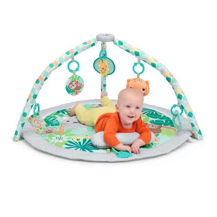 BRIGHT STARTS - Foldable Baby Playmat - Tropical Rainforest - with Arch, Sensory Toys, and Mirror