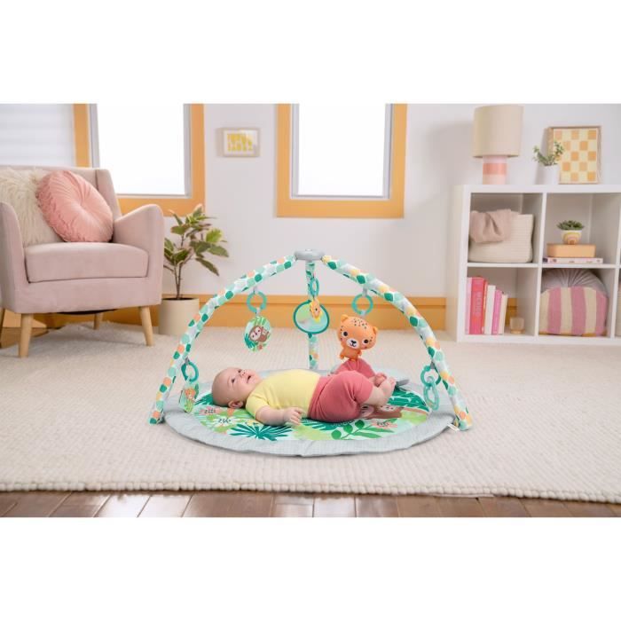 BRIGHT STARTS - Foldable Baby Playmat - Tropical Rainforest - with Arch, Sensory Toys, and Mirror