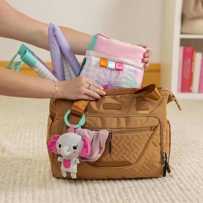BRIGHT STARTS Foldable Baby Playmat - Jungle Pink with Arch, Sensory and Musical Toys