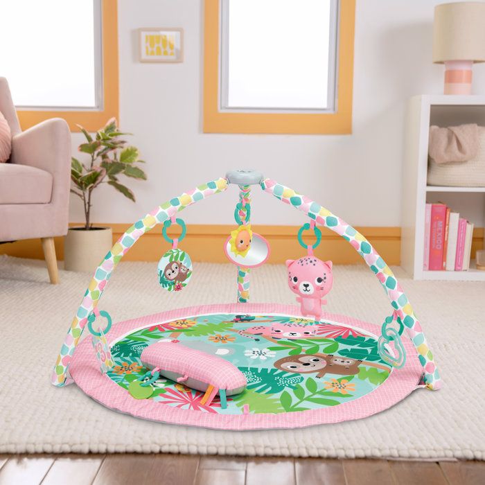 BRIGHT STARTS - Foldable POP N Wiggle Rosy Rainforest Activity Mat with 7 Toys