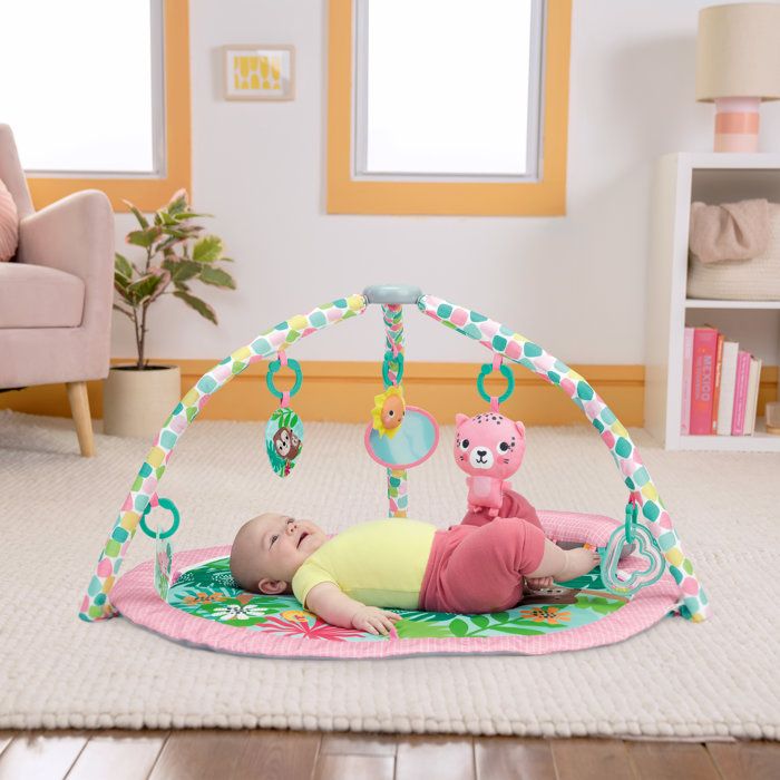 BRIGHT STARTS - Foldable POP N Wiggle Rosy Rainforest Activity Mat with 7 Toys