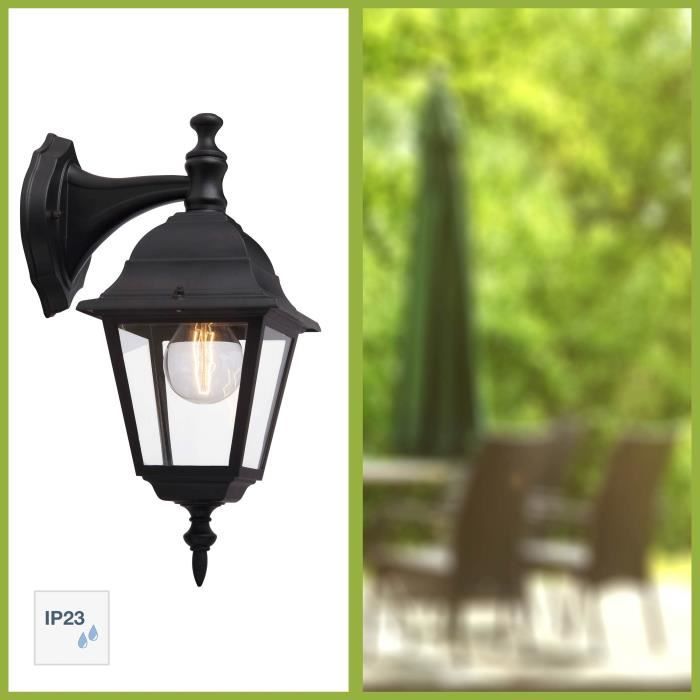 BRILLIANT NEWPORT Downward Outdoor Wall Light - Black Metal/Glass - E27 1x60W