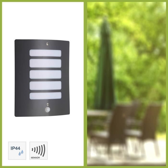 BRILLIANT TODD Outdoor Wall Light with Motion Sensor, Anthracite, Metal/Plastic, IP44