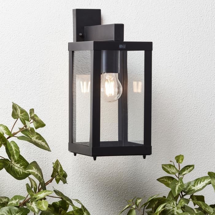 BRILLIANT GAIA Downward Outdoor Wall Light - Black Metal/Glass - E27 1x60W