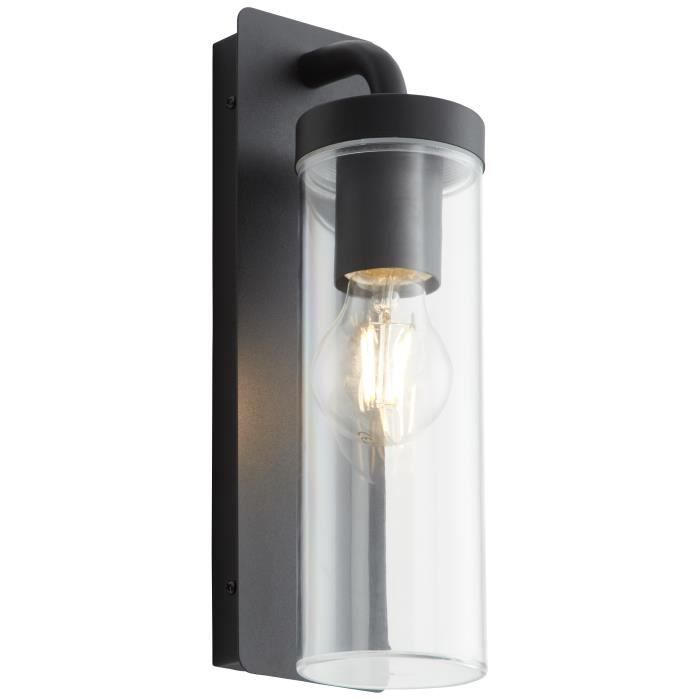 AOSTA Outdoor Wall Light - Downward Facing, Matte Black Metal - Modern Garden Illumination E27-Fassung