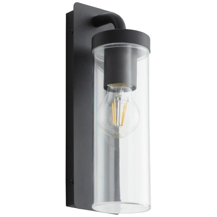 AOSTA Outdoor Wall Light - Downward Facing, Matte Black Metal - Modern Garden Illumination E27-Fassung